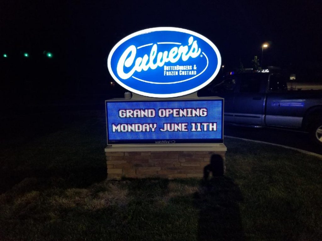 Culvers digital led board in greenwood