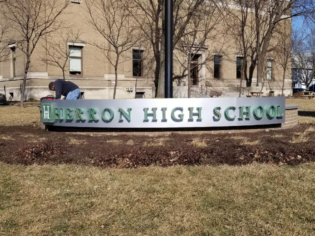 Herron High School monument sign indianapolis