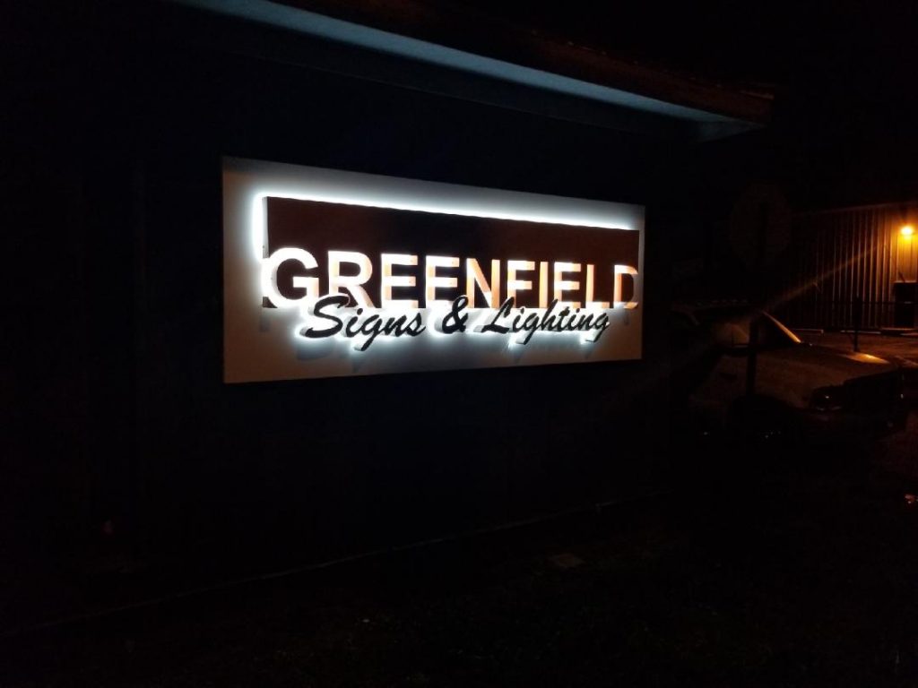 Greenfield Signs & Lighting company sign reverse channel letters